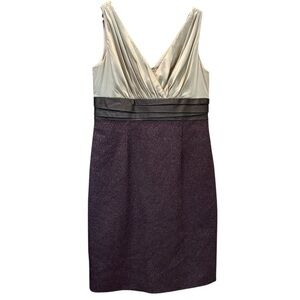 Kay Unger Dress 100% Silk Formal Knee Length Gown Metallic Size 12